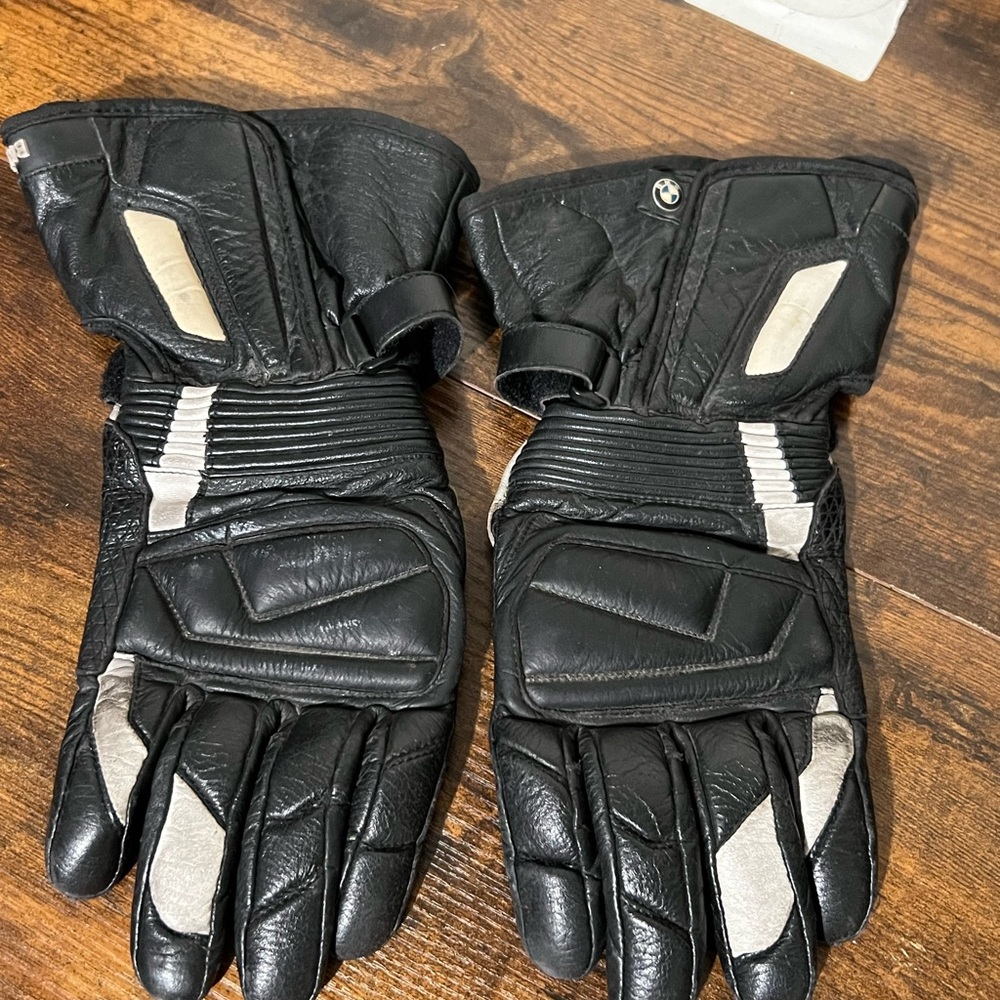 Black and Silver Motorcycle Gloves